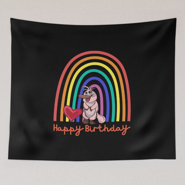 Item preview, Happy Birthday! pink baby platypus, pink baby platypus, rainbow, heart designed and sold by karlsageder.