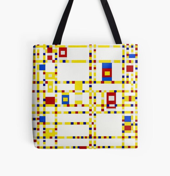 AKLID Mondrian Style Extra Large Water Resistant Canvas Tote Bag for Gym Beach Travel Reusable Grocery Shopping Portable Storage Handbags 
