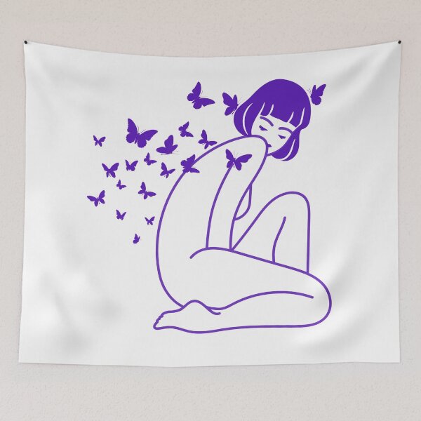 Aperçu de l'œuvre Purple Butterfly Emoji I Love Purple Butterfly Purple Anime Girl et Purple Butterfly créée et vendue par daybreakagain.