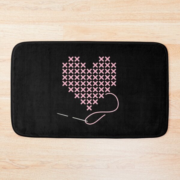 Item preview, I love Cross Stitch Heart and Needle in Pastel Pink designed and sold by Good-Find.