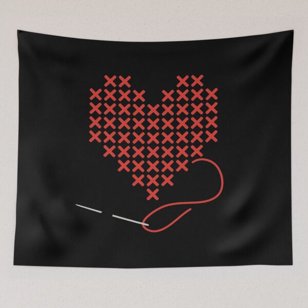 Item preview, I love Cross Stitch Heart and Needle in Red designed and sold by Good-Find.