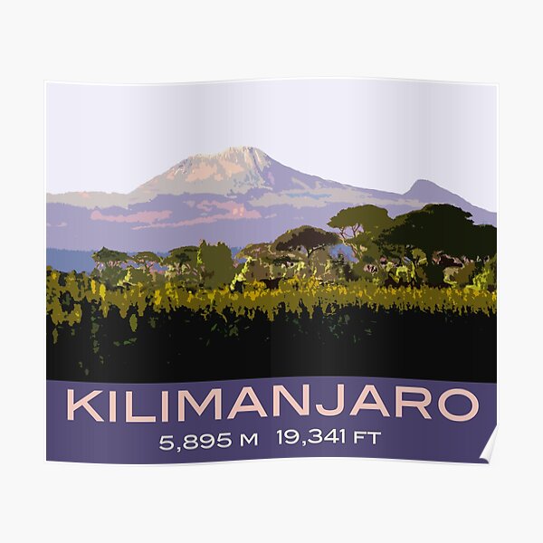 Mount Kilimanjaro Souvenir Design, in Vintage Travel Poster Style Poster