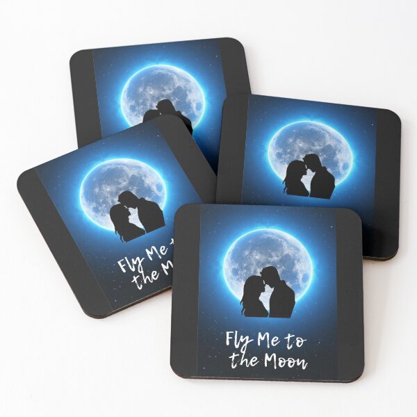 Item preview, Luna llena con silueta de pareja romántica, estrellas y espacio designed and sold by visual-samadhi.