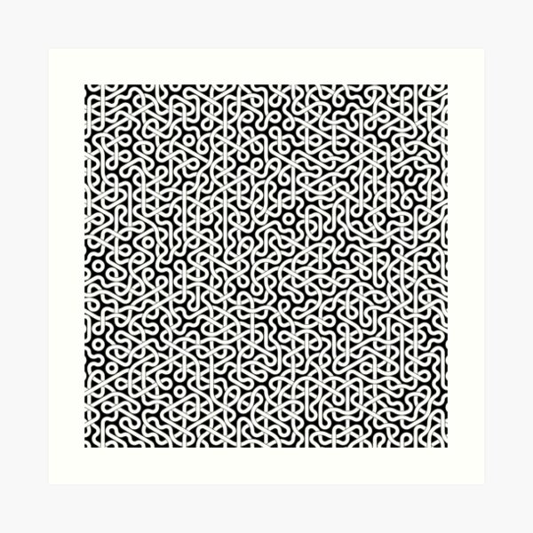 Abstract White Hexagon Truchet Tiles #2 Art Print
