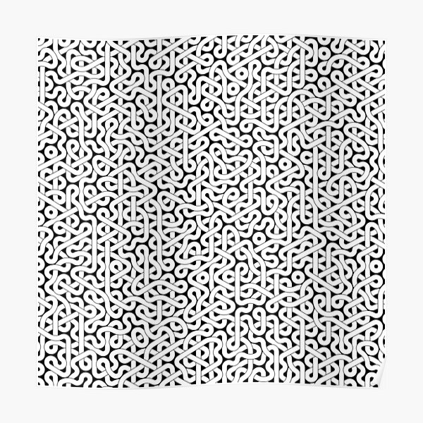 Abstract White Hexagon Truchet Tiles #3 Poster