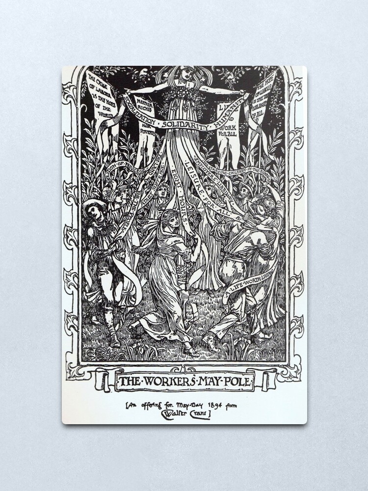 Alternate view of Walter Crane illustration: The Workers May Pole - May Day Beltane Ritual Metal Print