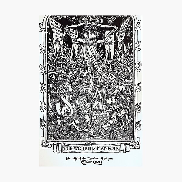Walter Crane illustration:  The Workers May Pole - May Day Beltane Ritual   Photographic Print