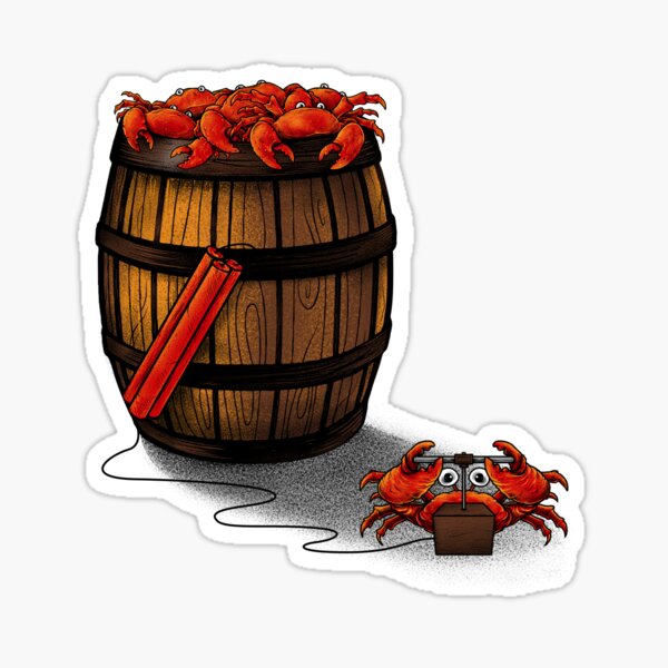 "Crabs in a Barrel" Sticker by SayWhatJAY Redbubble