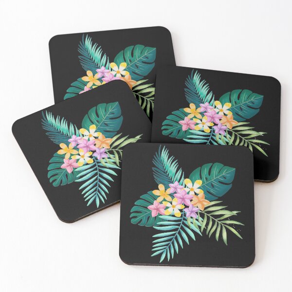 Item preview, Palm leaves, monstera and brightly colored flowers designed and sold by Sandra Brezina.