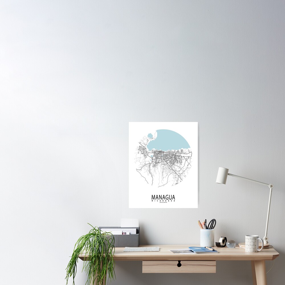 Managua City Map Of Nicaragua Circle Poster For Sale By Demap Redbubble 