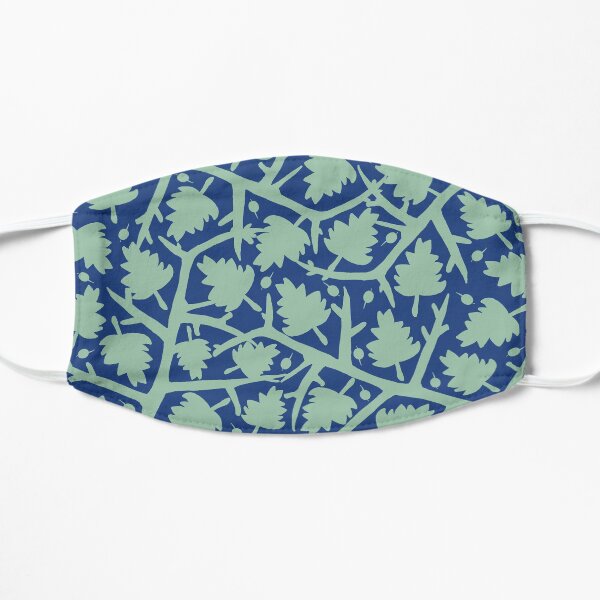 Hawthorn Tree pattern blue/mint Flat Mask