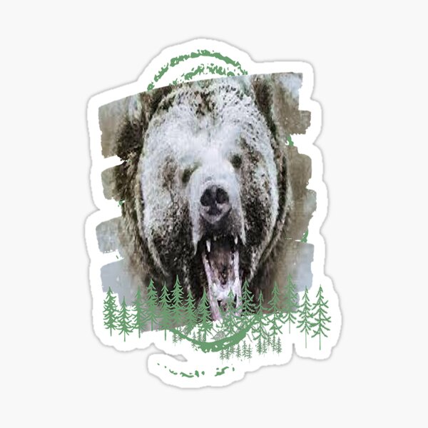 Grizzly Dude King Of His Forest Grizzly Bear Design Sticker For