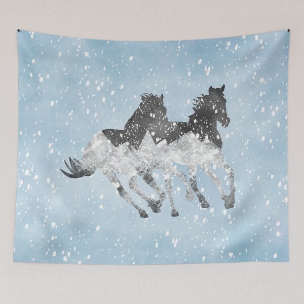 Item preview, Blizzard Horses in Blue designed and sold by arialiuia.