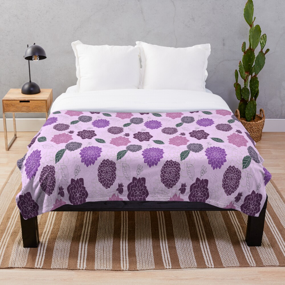 "Bed Sheets Floral Design Alex Miles" Throw Blanket for Sale by