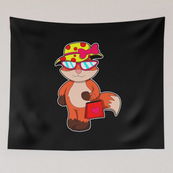 Item preview, Fox at Shopping with Shopping bag & Hat designed and sold by Snabdesign84.