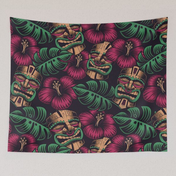 Item preview, Tiki Mask Tropical Pattern designed and sold by tridentfoundry.