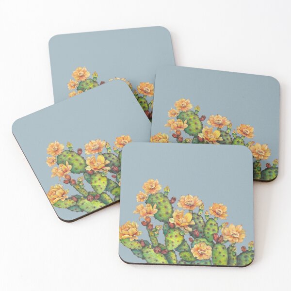 Item preview, cactus with flowers  - blue designed and sold by janeferwong.