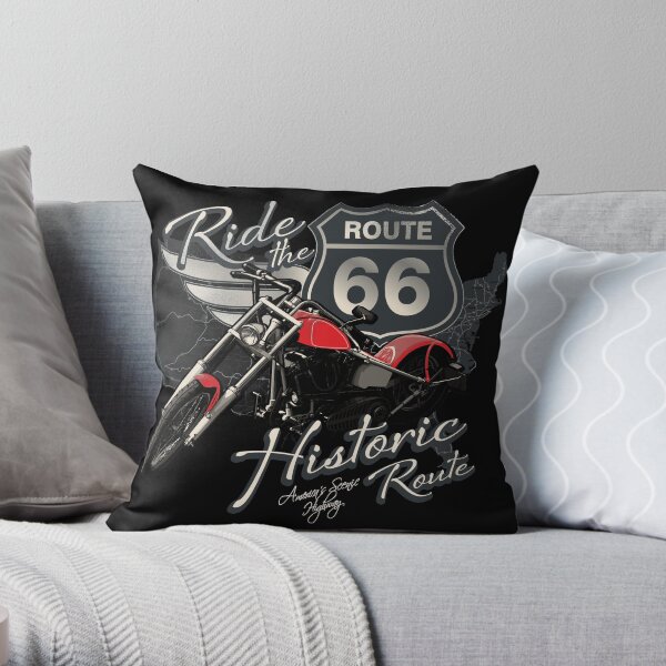 Travel - Motorcycle Ride the historic route 66 Throw Pillow