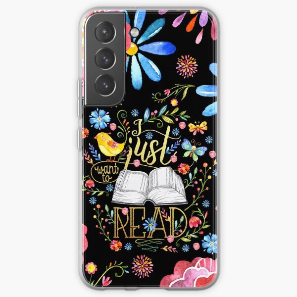 I Just Want To Read - Black Floral Samsung Galaxy Soft Case