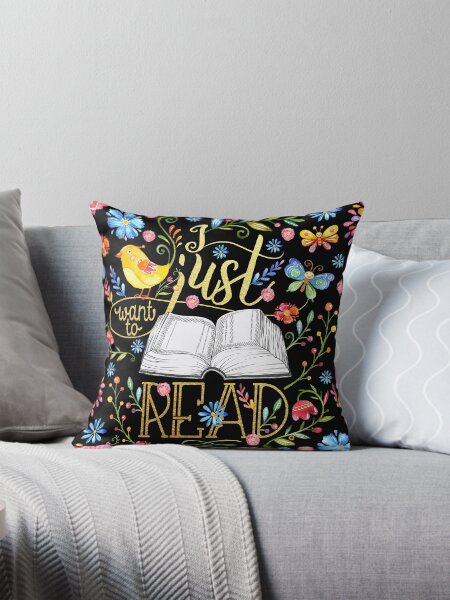 Item preview, I Just Want To Read - Black Floral designed and sold by eviebookish.