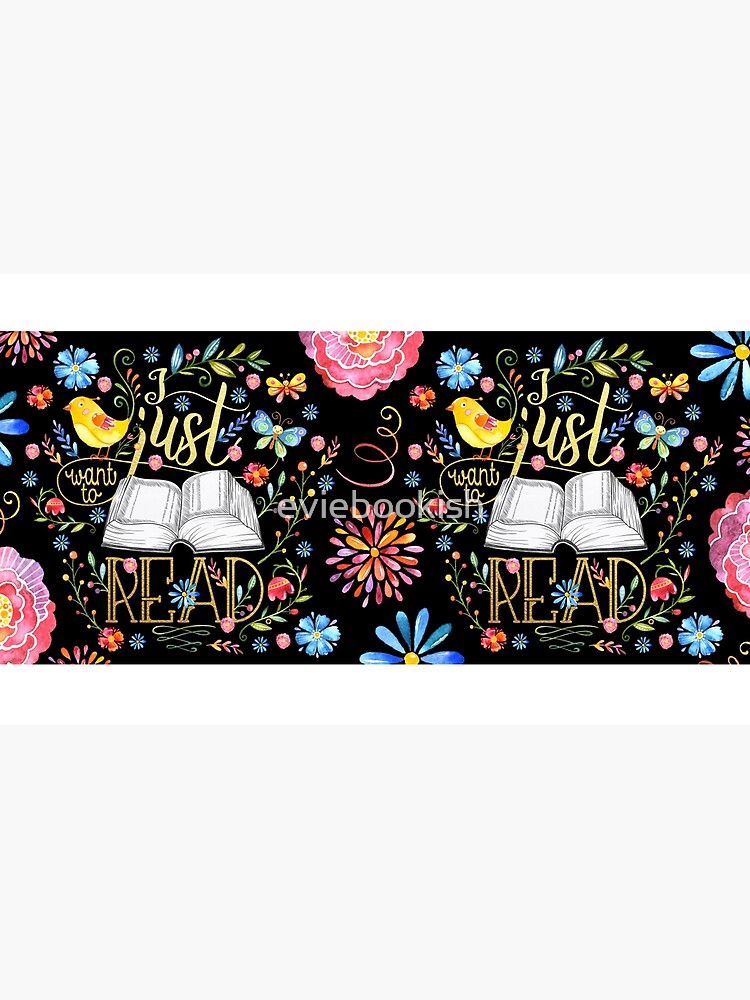 Thumbnail 6 of 6, Coffee Mug, I Just Want To Read - Black Floral designed and sold by eviebookish.