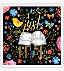 Pegatina Solo quiero leer - Floral negro