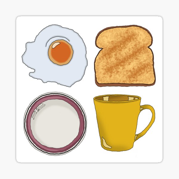 Wall Art Sticker decal Full Colour breakfast tea cup pot eggs jam kitchen design 