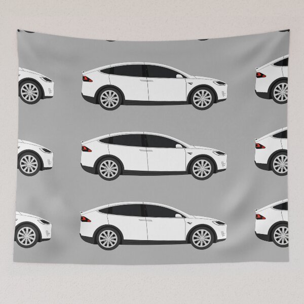 Item preview, Tesla Model X White Electric Car Graphic Design designed and sold by RedBubbleBath.