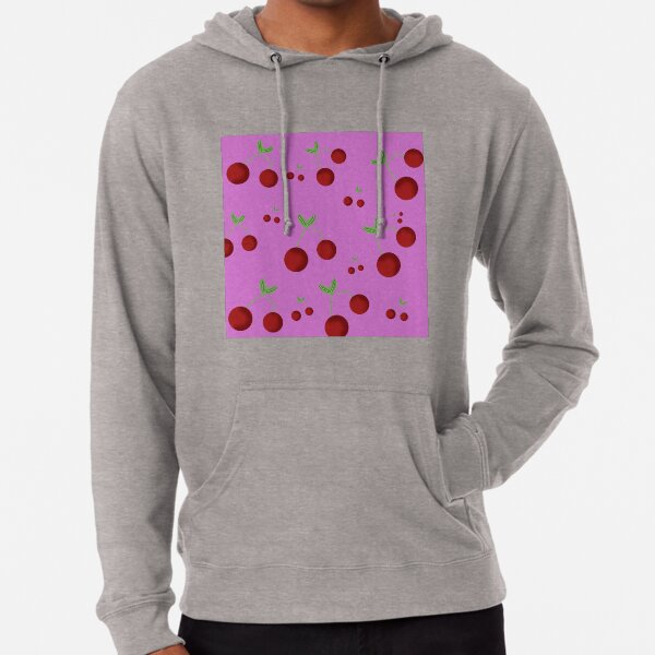 Cherries And Flowers Seamless Pattern Lightweight Hoodie