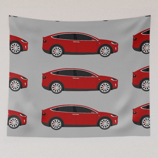 Item preview, Tesla Model X Performance Red Electric Car Graphic Design designed and sold by RedBubbleBath.