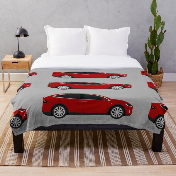 Artikelvorschau, Tesla Model X Red Elektroauto Grafikdesign entworfen und verkauft von RedBubbleBath.