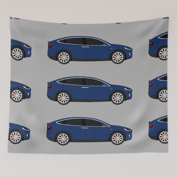 Item preview, Tesla Model X Performance Blue Electric Car Graphic Design designed and sold by RedBubbleBath.