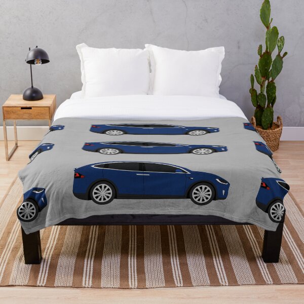 Item preview, Diseño gráfico del coche eléctrico azul Tesla Model X designed and sold by RedBubbleBath.