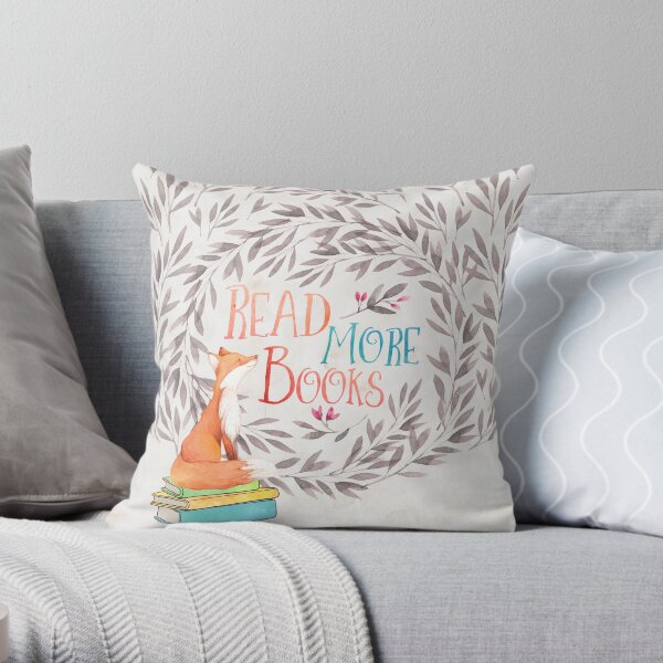 Read More Books - Fox Throw Pillow
