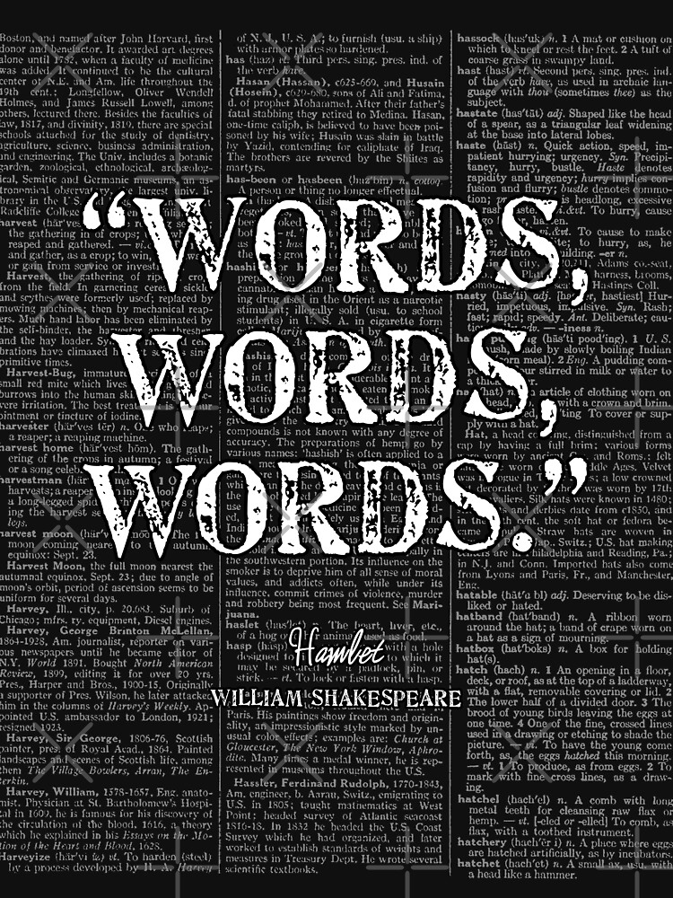 Thumbnail 3 of 3, Fitted T-Shirt, Shakespeare's Hamlet "Words, Words, Words." Quote designed and sold by Styled Vintage.