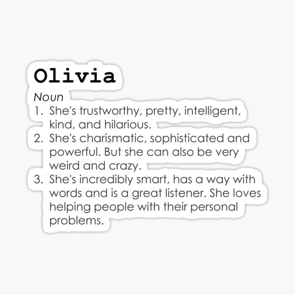 olivia-name-definition-orange-sticker-for-sale-by-mycreationsco