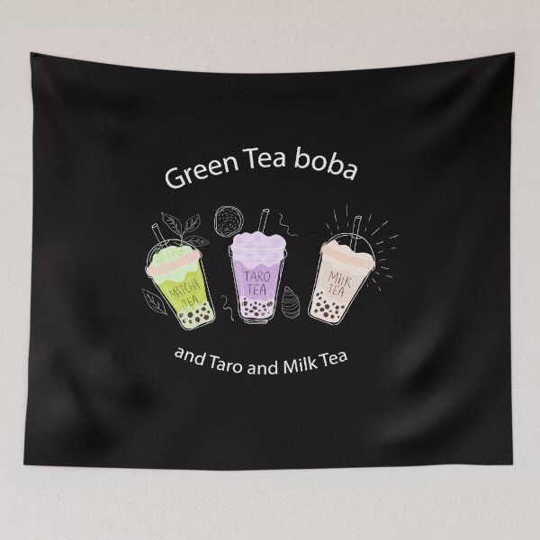 Item preview, green tea boba and taro and milk tea designed and sold by snookyking.