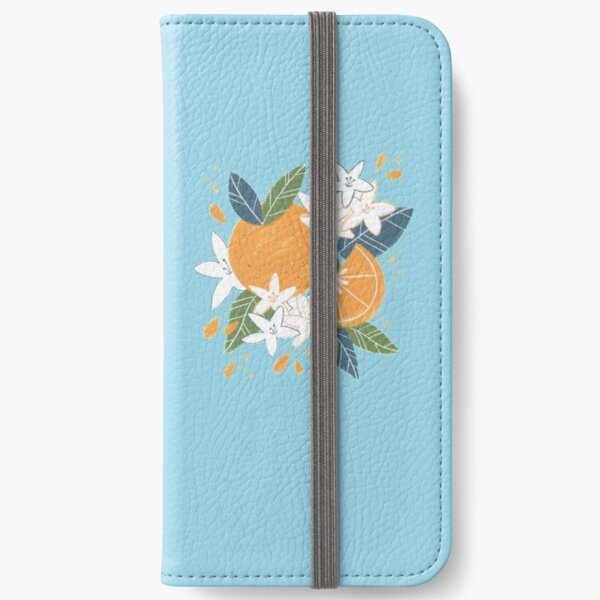 Illustrated Orange and Orange Blossoms Modern Botanicals iPhone Wallet