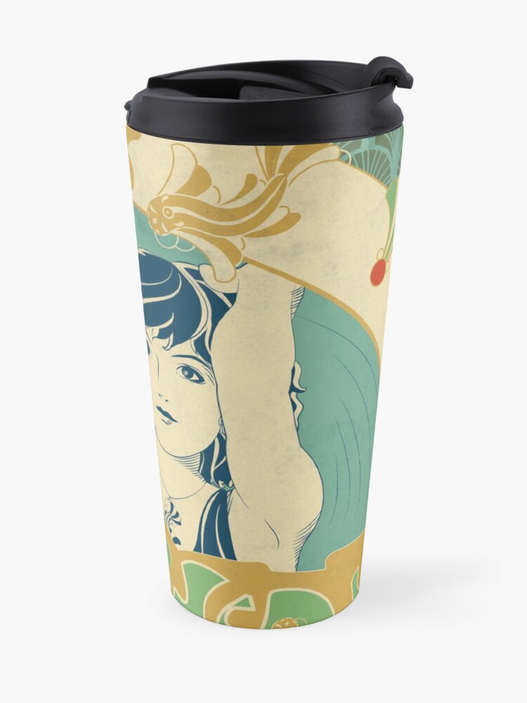 Mug isotherme ''Parure Poisson bleu - Illustration Art Nouveau' : autre vue