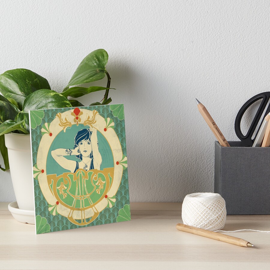 Impression rigide « Parure Poisson bleu - Illustration Art Nouveau»