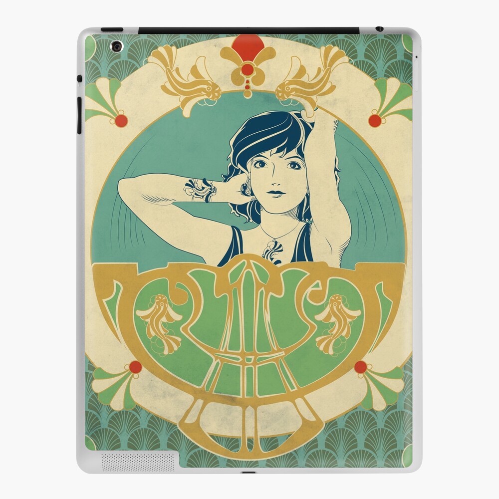 Coque et skin adhésive iPad « Parure Poisson bleu - Illustration Art Nouveau»