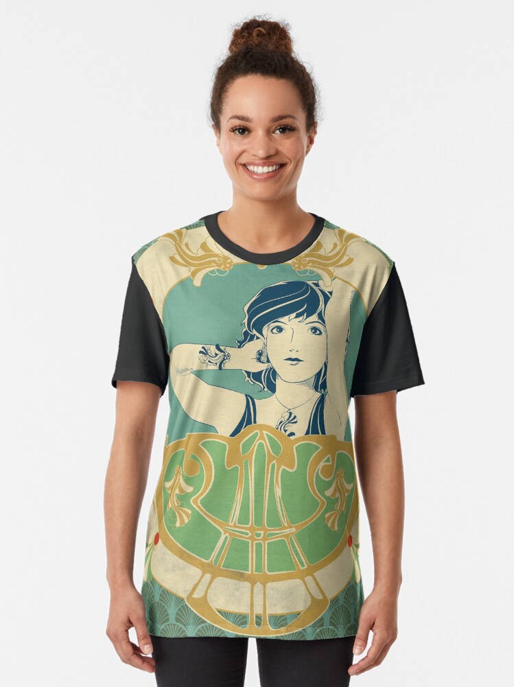 T-shirt graphique ''Parure Poisson bleu - Illustration Art Nouveau' : autre vue