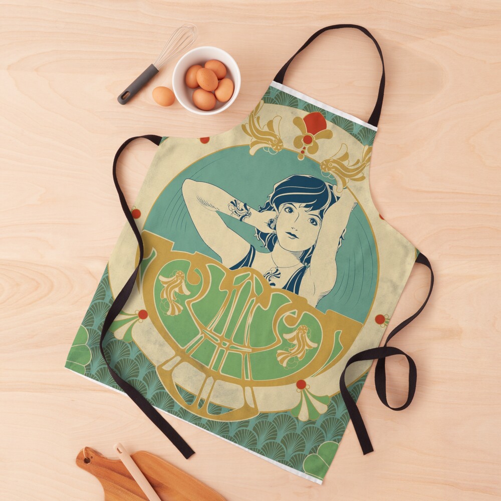 Tablier « Parure Poisson bleu - Illustration Art Nouveau»