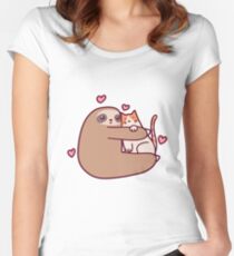 Sloth Loves Cat Women's Fitted Scoop T-Shirt