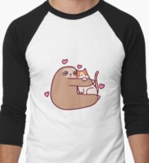 Sloth Loves Cat Men's Baseball ¾ T-Shirt