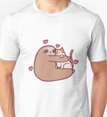 Faultier liebt Katze Slim Fit T-Shirt