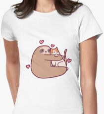 Camiseta entallada para mujer Sloth Loves Cat