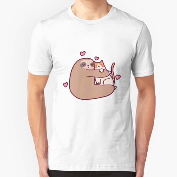 Sloth Loves Cat Slim Fit T-Shirt