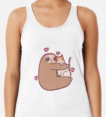 Camiseta con espalda nadadora Sloth Loves Cat