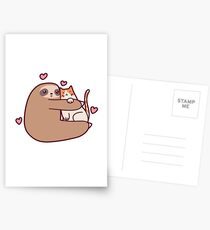 Postales Sloth Loves Cat